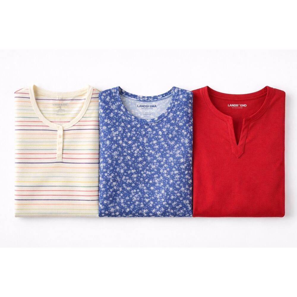 Lands End Womens Shirts Lot of 3 Size 6-8 Tops NWT Cotton Tees